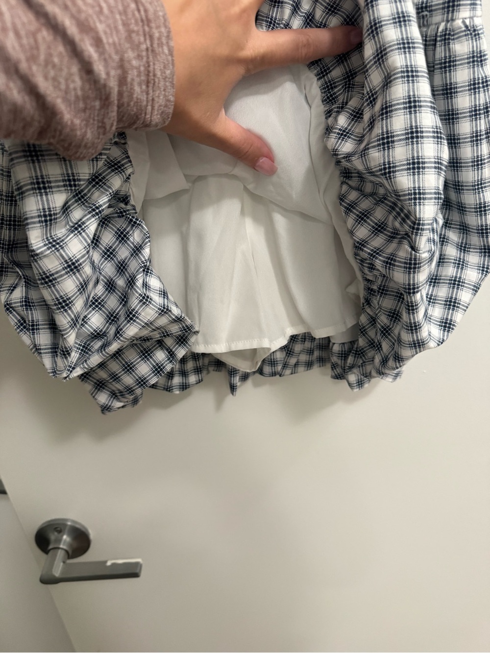 Hollister Navy and White Gingham Tie-Front Cami Romper - Picture 2 of 3